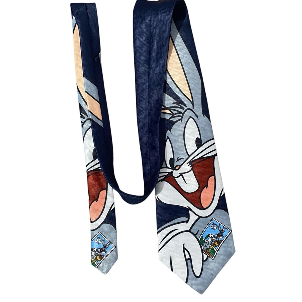 Vtg 1997 Bugs Bunny Looney Tunes Tie Stamp Collection Cartoon Novelty Necktie